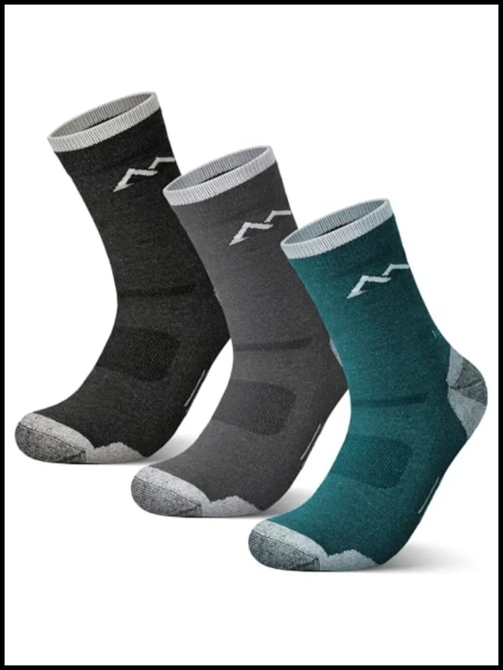 Men's Merino Wool Hiking Socks 3 Pack Moisture Wicking Cushioned Crew
